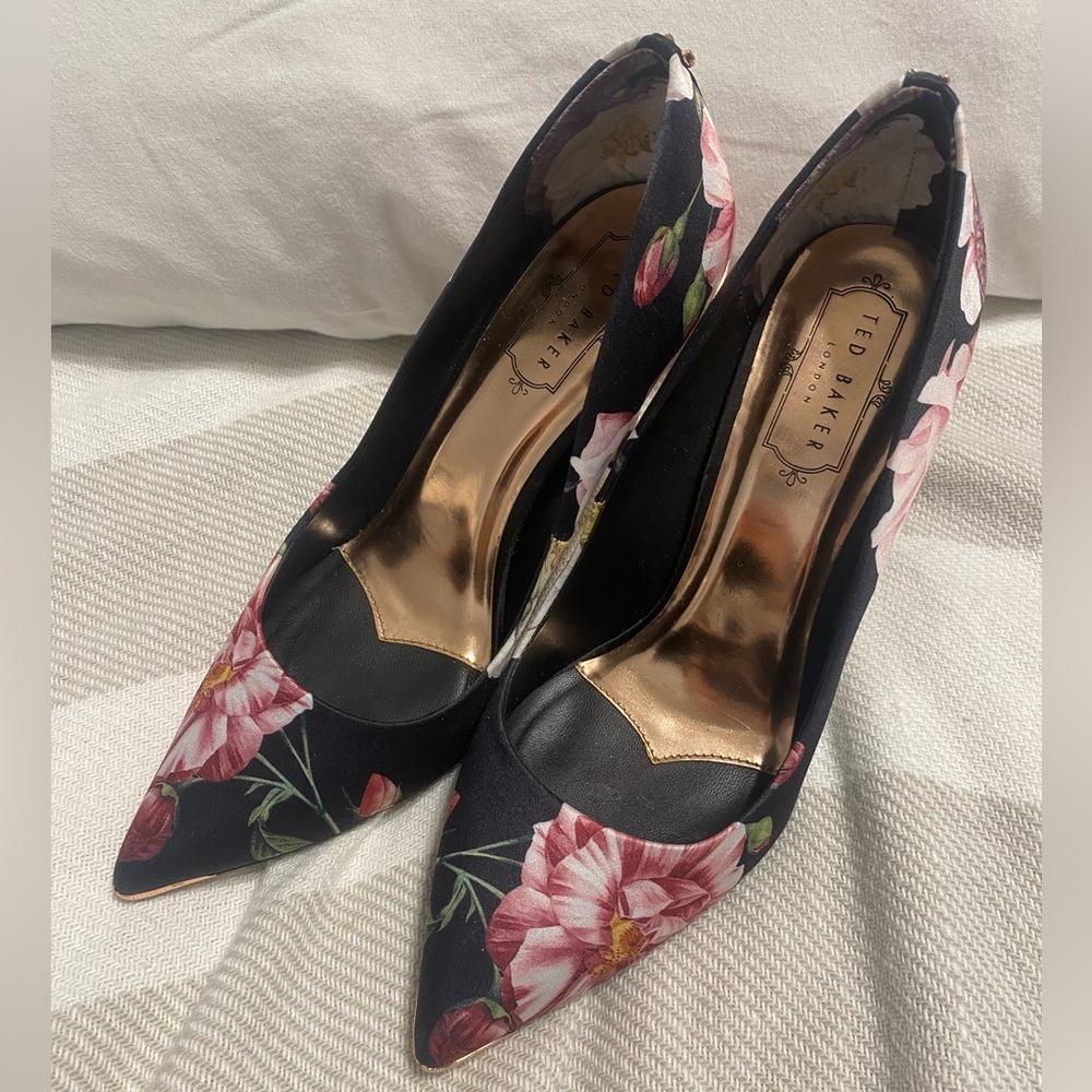 Ted Baker, black and pink flowed high heals.